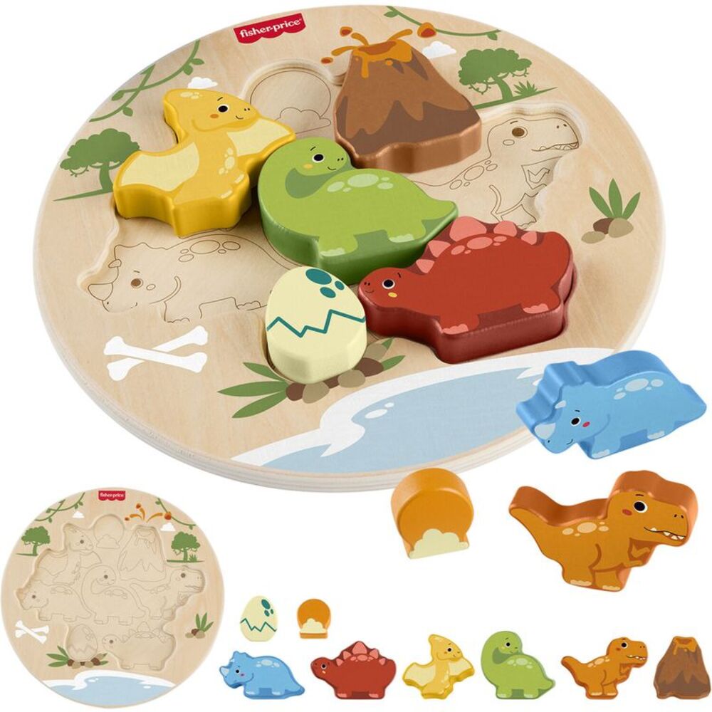 Fisher Price Wooden 2-In-1 Dino Puzzle  COLLECTIBLES
